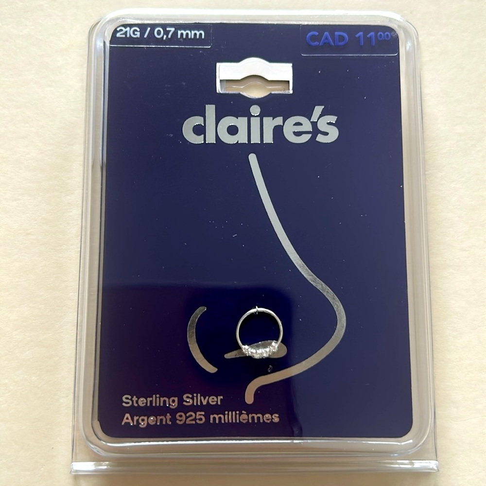 Sterling silver nose ring